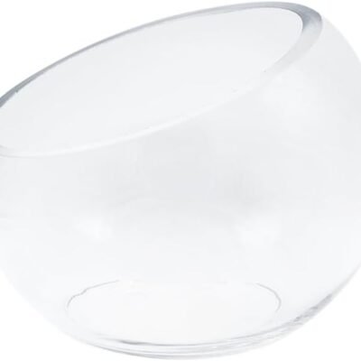 Slant Cut Bowl Glass Vase, Width 5.5", Height 4.5", Clear Terrarium, Candy Dish, Fruit Jar, Floral Container for Wedding Party Event, Home Office Decor, 1 Piece