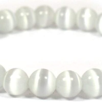 Reiki Crystal Products Natural Selenite Bracelet 8mm for Reiki Healing and Vastu Correction Protection Concentration Spirituality and Increasing Creativity