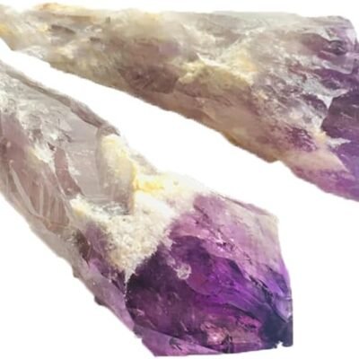 2-Pack Natural Raw Amethyst Crystal Point Wand Set | Healing Home D??cor - Single Terminated Natural Cluster Scepters with Sharp Tips for Reiki Energy Channeling & Chakra Balancing - Ideal Gift Set