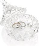 Glass Jewelry Box, Crystal Candy Dish with Lid, Ring Box, Small Trinket Dish, Jewelry Organizer Dish with Lid, Decorative Jewelry Bowls for Home Decor, Christmas Birthday Gifts for  (Classic)