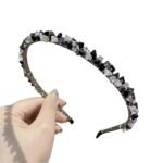 Sweet Crystal Headband for , Cute Rhinestone Hairbands Fashion Bridal Headband Non Slip Hair Accessories (Black)