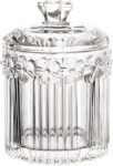 Floral Crystal Glass Relief Flower Candy Dish Swab Box Storage Jar with Lid, 5x3.5 inches, 8 oz, 1 Count