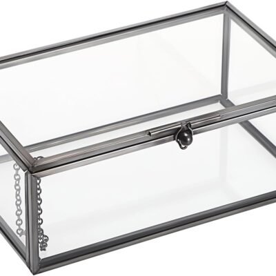 Clear Glass Keepsake Storage Box for Crystals, Jewelry and Personal Treasures