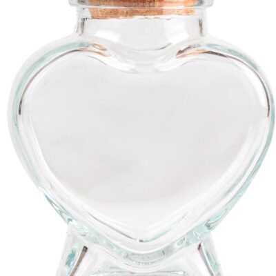 Heart Shaped Small Glass Jars with Cork Lids-5oz Clear Decorativ Bottles for DIY,Wedding Gift, Art Craft or Spell Jars.
