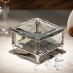 Glass Vintage Jewelry Box Keepsake storage Trinket Ring Display Box Home Decor Beveled Clear Glass Box Organizer(3.3x3.3x2.3Inches)
