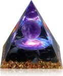 Orgone Pyramid for Positive Energy, Orgonite Amethyst&Obsidian Healing Crystal Pyramids for Reduce Stress Chakra Reiki Healing Meditation Attracts Lucky and Success