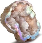 Angel Aura Quartz Geode - Titanium Bonded High Energy Crystal Cuarzo Cluster/Druzy with Information Card - Natural Reiki Rock Used for Clarity and Purpose (Family Owned and Operated)