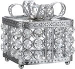Crystal Jewelry Box Trinket Organizer with Glass Lid Mirrored Treasure Chest Box Decorative Jewelry Storage Box Small Ring Holder Glass Keepsake Box Christmas Birthday Gift for
