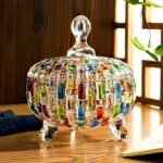 Colorful Crystal candy jars Candy jars with lids christmas candy jar Candy containers cute candy jar glass jar with lid-24 oz