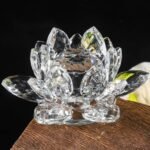 Sparkle Crystal Lotus Flower - 4'' Hue Reflection Clear Crystal Lotus for Feng Shui Home Decor Sun Catcher Ornaments or Paper Weight with Gift Box (100MM) Transparent